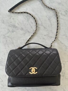 CHANEL Business Affinity Bag Black Quilted